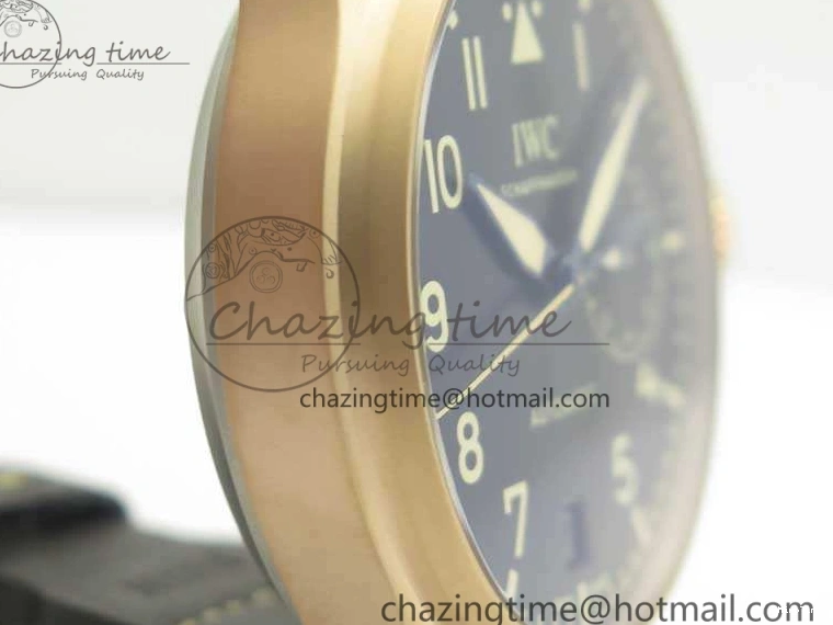 MIROTIME 0123 Big Pilot IW510301 Satin-Polished RG YLF Best Edition Black Dial On Leather Strap A Flexible 7222